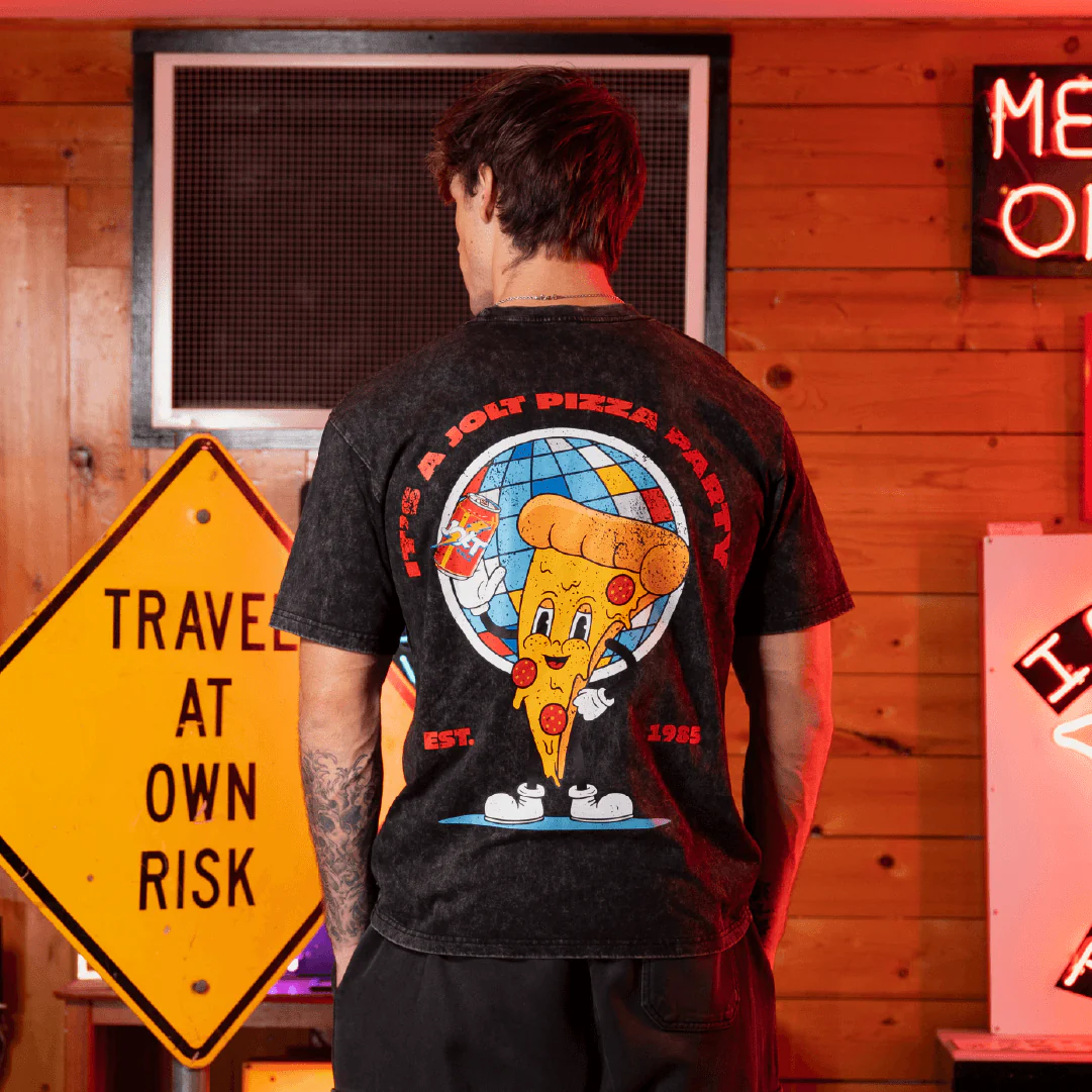 Acid Wash Pizza Party Oversized Shirt - Image 3