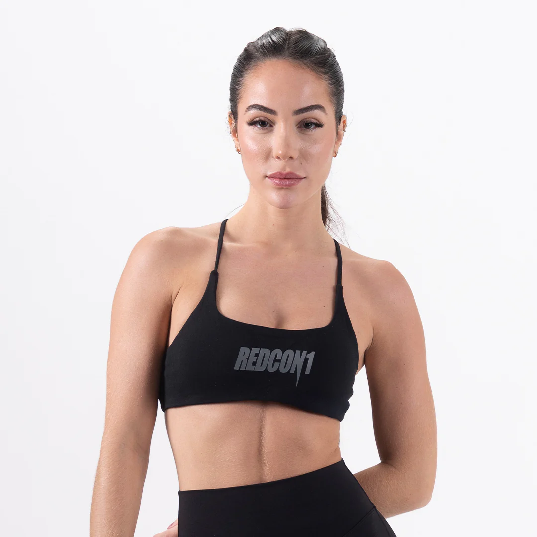 Black Essential Cross Back Sports Bra - Image 2