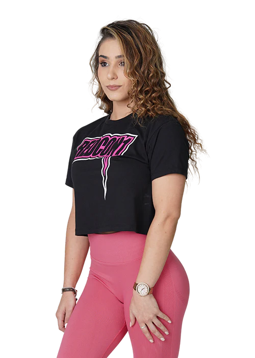 Premium Flowy Black & Pink Crop - Image 5