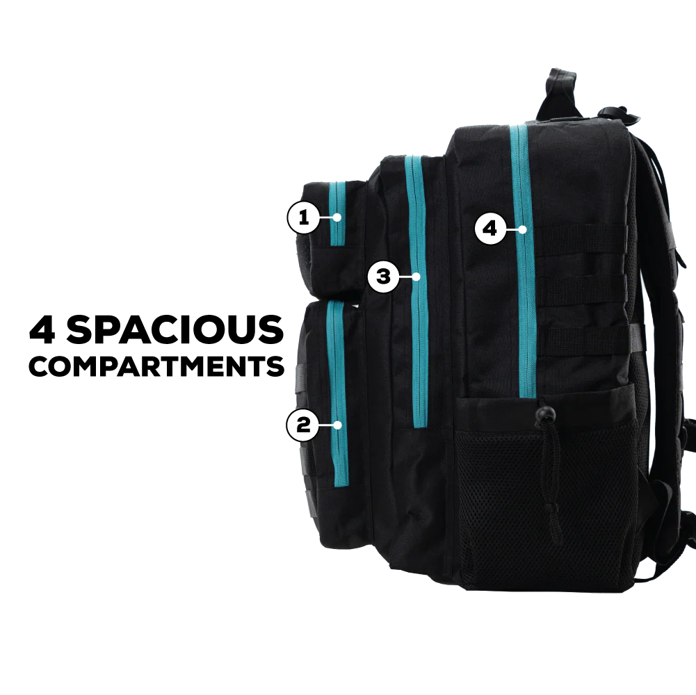 TACTICAL PRO BACKPACK 25L BLACK W/ TEAL - Image 5